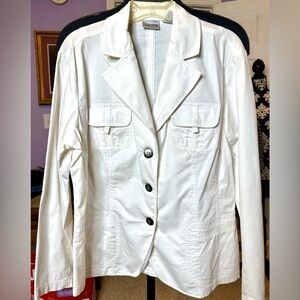 Chicos white button front Jacket. Size 2